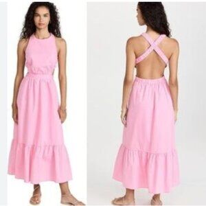 English Factory Women's Small Pink Backless Strap Halter Maxi Chic Summer Dress